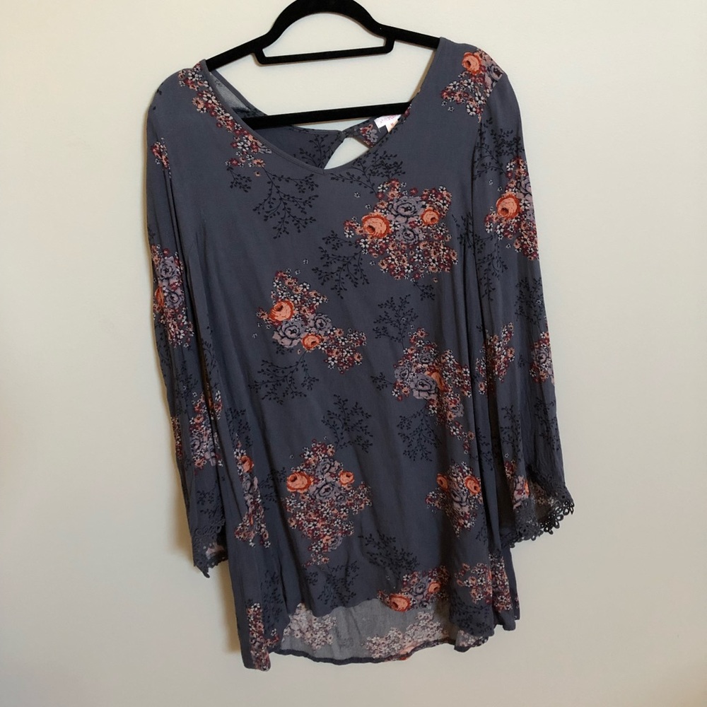 Blue floral long sleeved dress